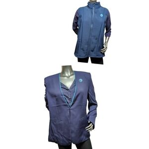 AT&T Blazer‎ and Vest Set Womens Large Navy Blue Corporate Uniform Professional
